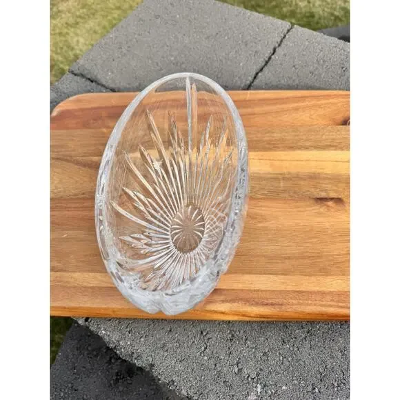 Waterford Carina Pattern Oval Vase Heavy Crystal Glass Bowl L7.75xH5.75xW4.5”
